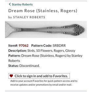 Vintage Stanley Roberts Dream Rose Stainless Steel Serving Set